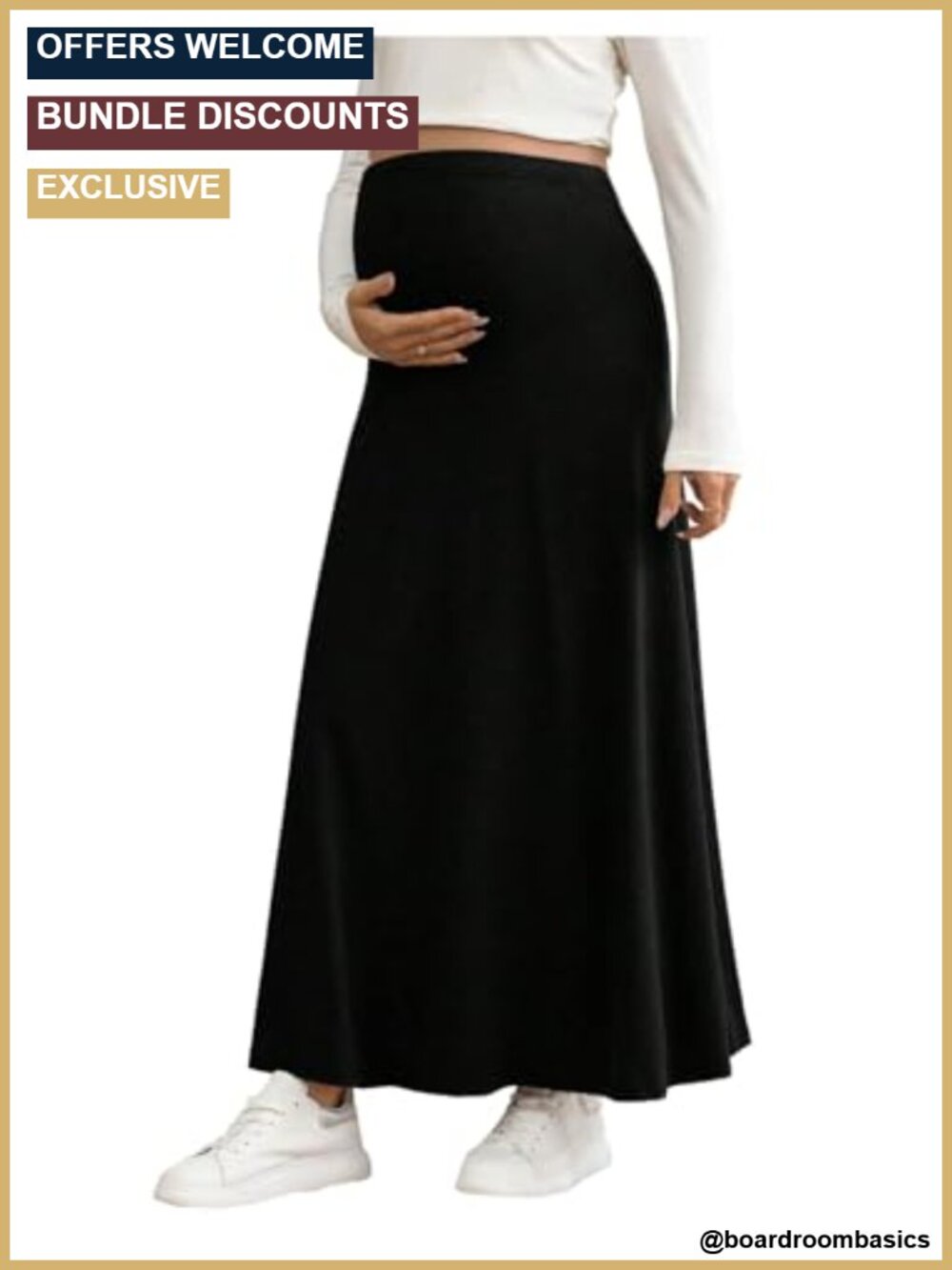 Ruffle Trim High Waisted Maternity Maxi Skirt